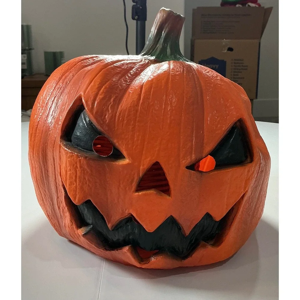VTG Y2K Pumpkin Jack O Lantern Halloween Mask Adult One Size Spooky Costume